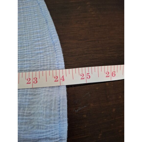 Weatherproof Womens Top Medium Blue Button Front Tie Hem Short Sleeve Cabincore - Picture 8 of 8